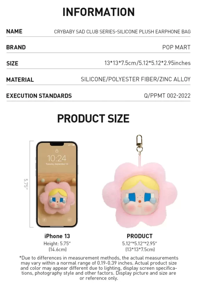 Bolsa de silicona para auriculares de peluche CRYBABY Sad Club Series