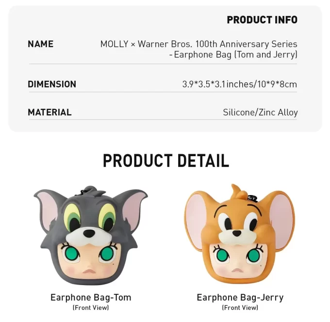 Bolsa para auriculares de la serie 100.º aniversario de MOLLY X Warner Bros. (Tom y Jerry)