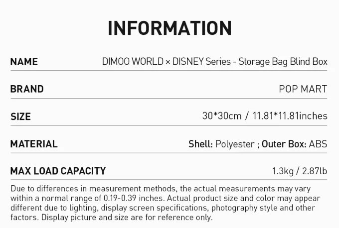 Caja sorpresa con bolsa de almacenamiento de la serie DIMOO WORLD × DISNEY Caja sorpresa con bolsa de almacenamiento de la serie DIMOO WORLD × DISNEY