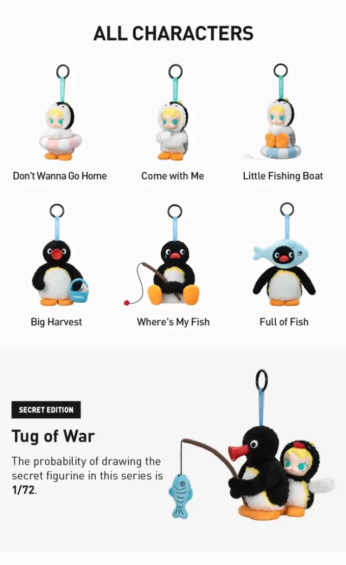 Caja sorpresa con colgante de peluche de vinilo de la serie Baby Molly × Pingu Happy Fishing Caja sorpresa con colgante de peluche de vinilo de la serie Baby Molly × Pingu Happy Fishing