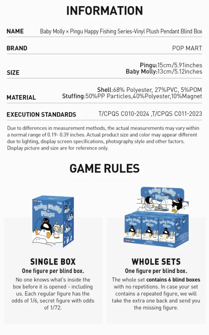 Caja sorpresa con colgante de peluche de vinilo de la serie Baby Molly × Pingu Happy Fishing Caja sorpresa con colgante de peluche de vinilo de la serie Baby Molly × Pingu Happy Fishing