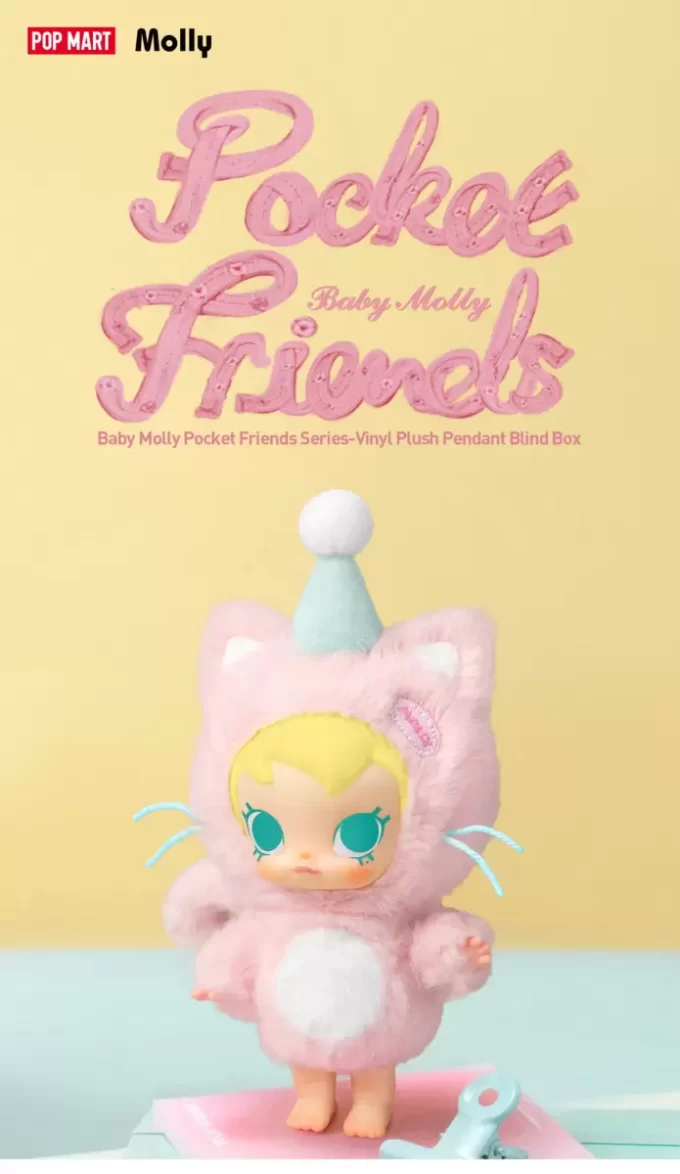 Caja sorpresa con colgante de peluche de vinilo de la serie Baby Molly Pocket Friends