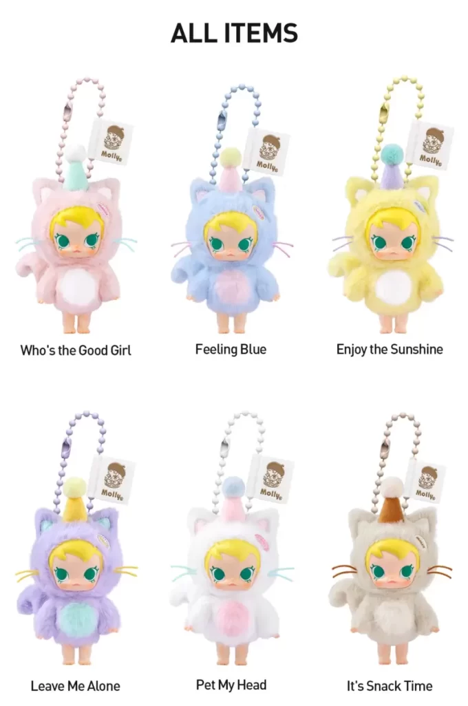Caja sorpresa con colgante de peluche de vinilo de la serie Baby Molly Pocket Friends