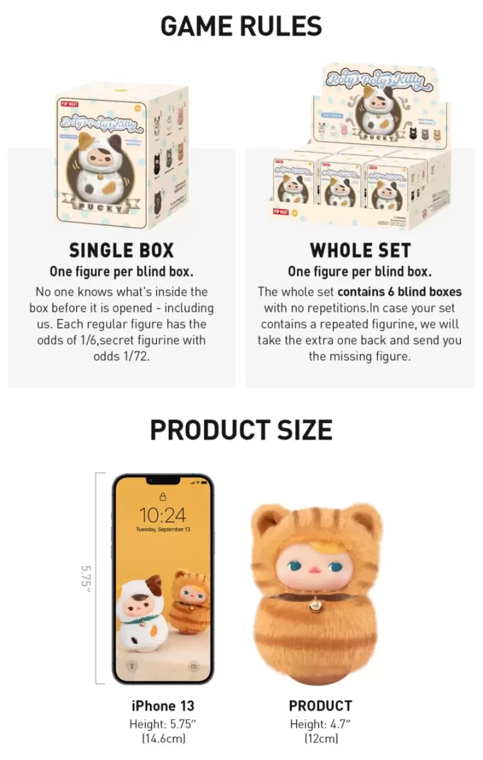Caja sorpresa de peluche de vinilo de la serie PUCKY Roly-Poly Kitty