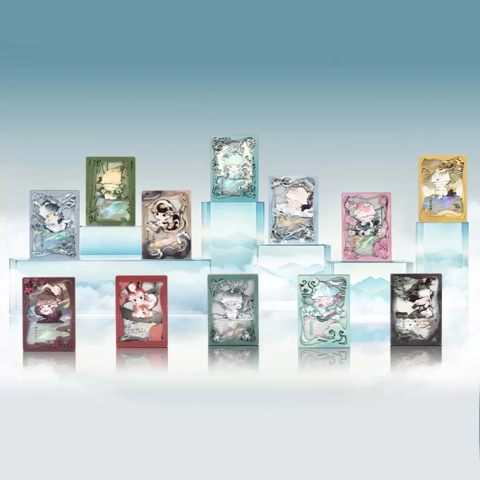 Colección de figuras y tarjetas de arte de la serie Historias en la Copa de DIMOO