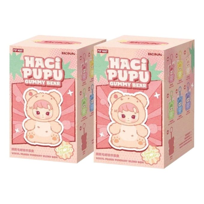 Colgante de peluche de vinilo de osito de goma Hacipupu (caja sellada, 2 cajas sorpresa)