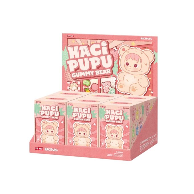 Colgante de peluche de vinilo de osito de goma Hacipupu (caja sellada, 6 cajas sorpresa)