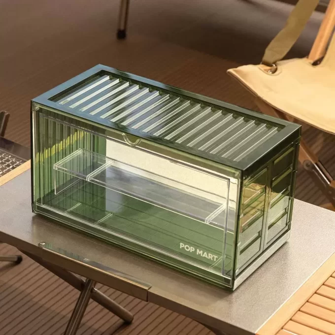 Contenedor de exhibición ensamblado POP MART (verde transparente)