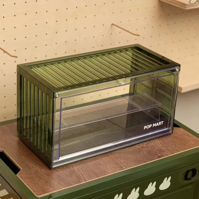 Contenedor de exhibición ensamblado POP MART (verde transparente)
