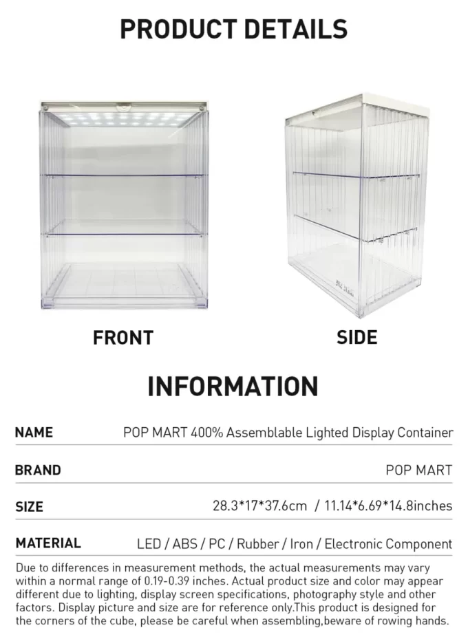 Contenedor de exhibición iluminado ensamblable al 400% POP MART Contenedor de exhibición iluminado ensamblable al 400% POP MART
