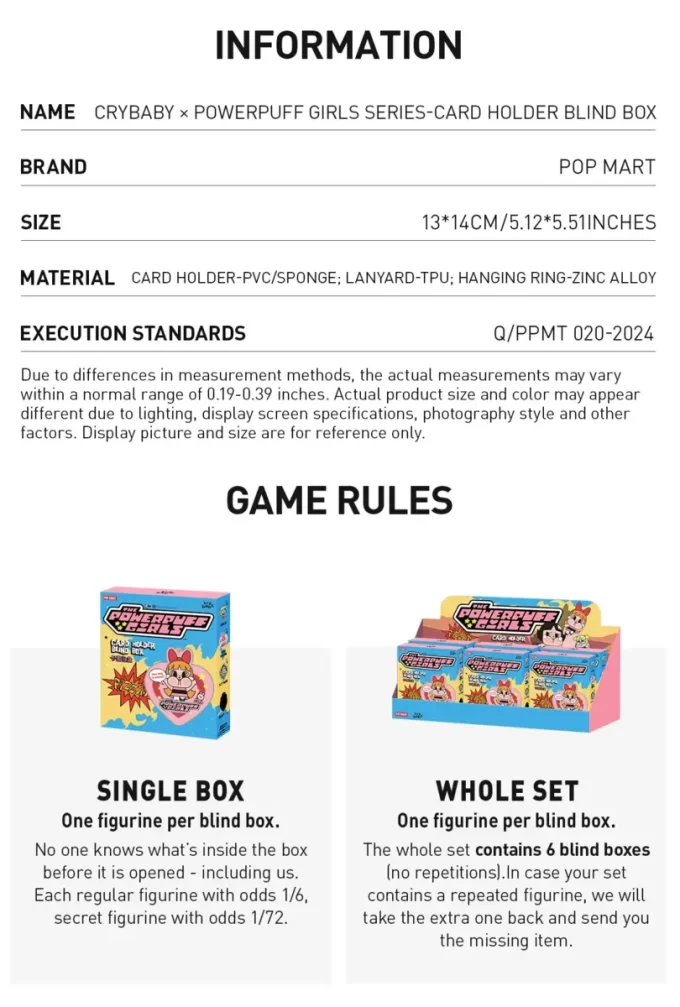CRYBABY× Serie Las Chicas Superpoderosas – Caja Sorpresa Porta Tarjetas