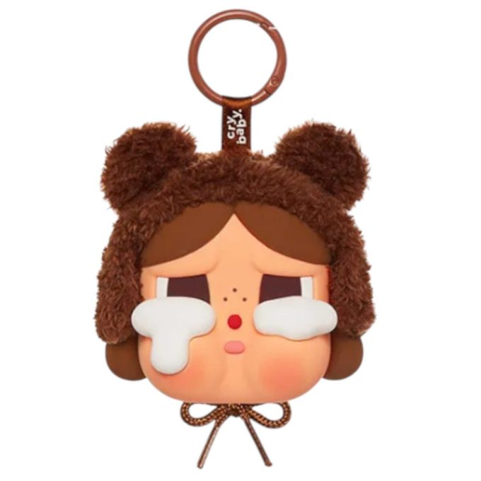 Estuche de vinilo para auriculares de peluche con cara de Crybaby “El amor nos hace llorar”