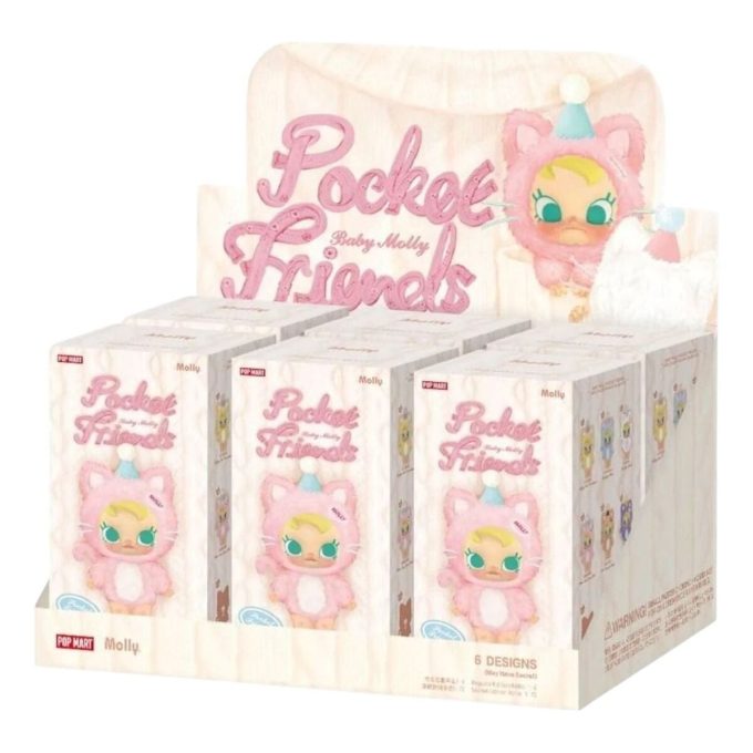 Estuche sellado con colgante de peluche de vinilo de Baby Molly Pocket Friends (6 cajas sorpresa)