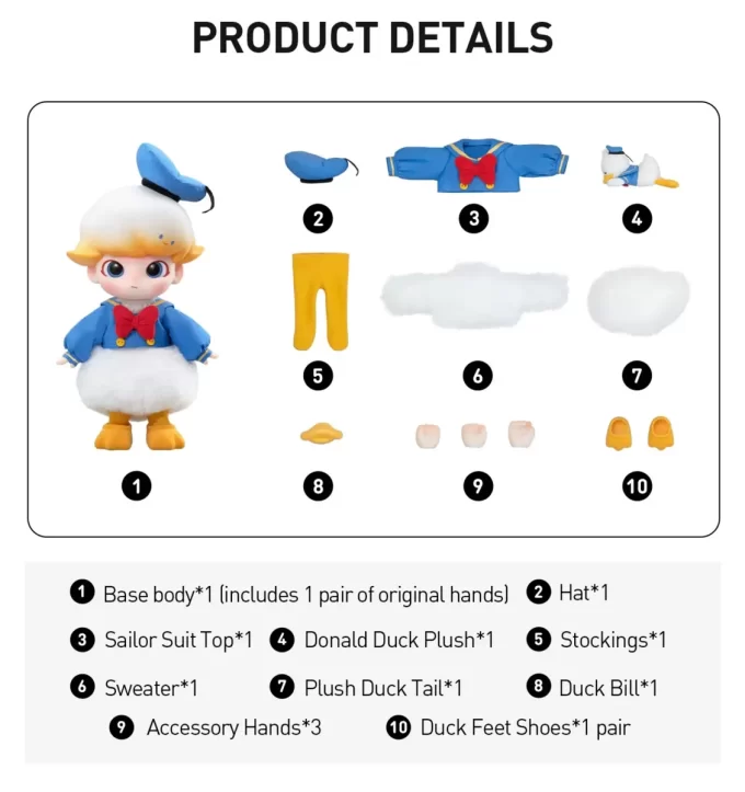 Figura de acción DIMOO del Pato Donald a escala 1/8