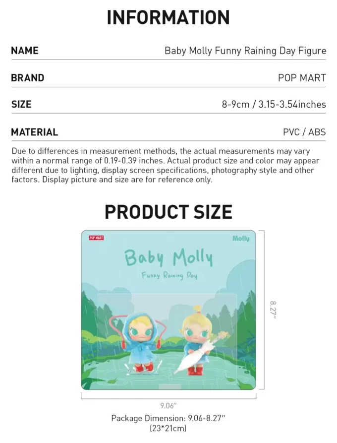 Figura divertida de Baby Molly en un día lluvioso