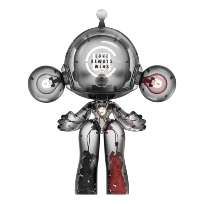 Figura Mega Invincible Love de Pop Mart x Clot Skullpanda 1000%