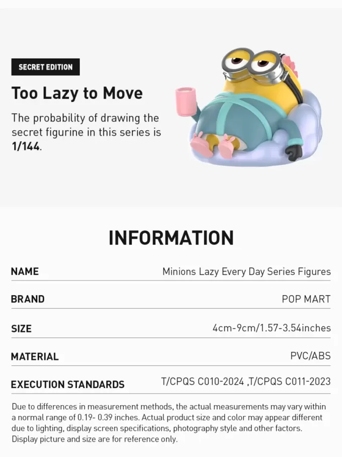 Figuras de la serie Minions Lazy Every Day Figuras de la serie Minions Lazy Every Day