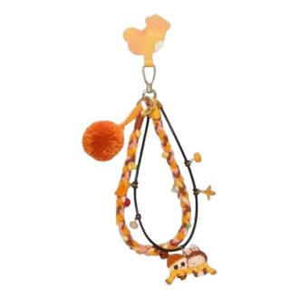 Llavero amarillo para fiesta con pompones Labubu