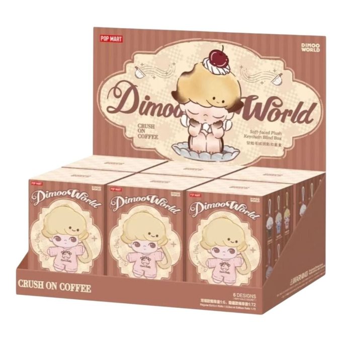 Llavero de peluche Dimoo “Crush on Coffee” (caja sellada, 6 cajas sorpresa)