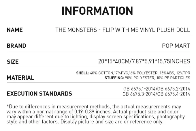 LOS MONSTRUOS – FLIP WITH ME Muñeco de peluche de vinilo LOS MONSTRUOS – FLIP WITH ME Muñeco de peluche de vinilo