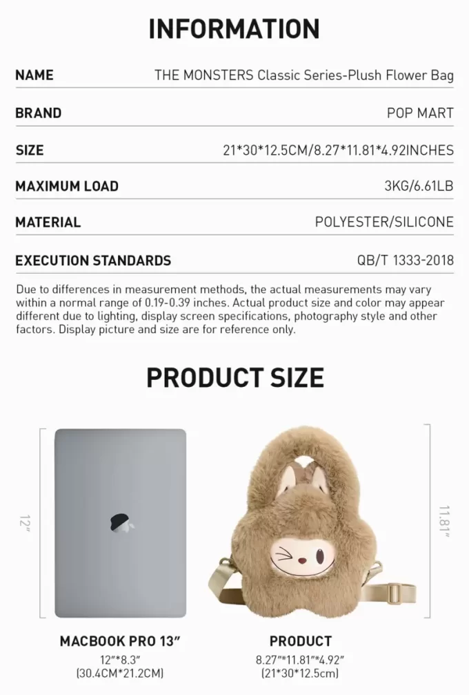 LOS MONSTRUOS Serie Clásica – Bolsa de flores de peluche LOS MONSTRUOS Serie Clásica – Bolsa de flores de peluche