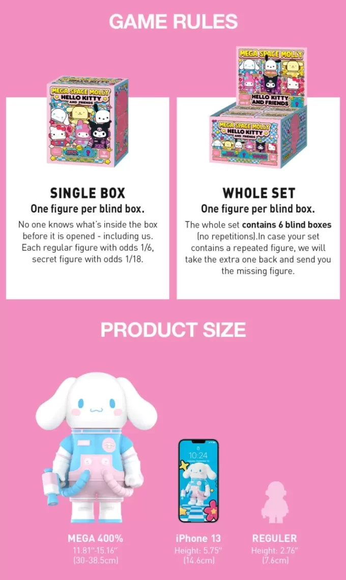 MEGA SPACE MOLLY 400% Serie Hello Kitty y sus amigos
