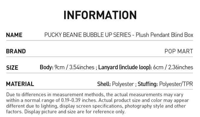 PUCKY BEANIE BUBBLE UP SERIES – Caja sorpresa con colgante de peluche