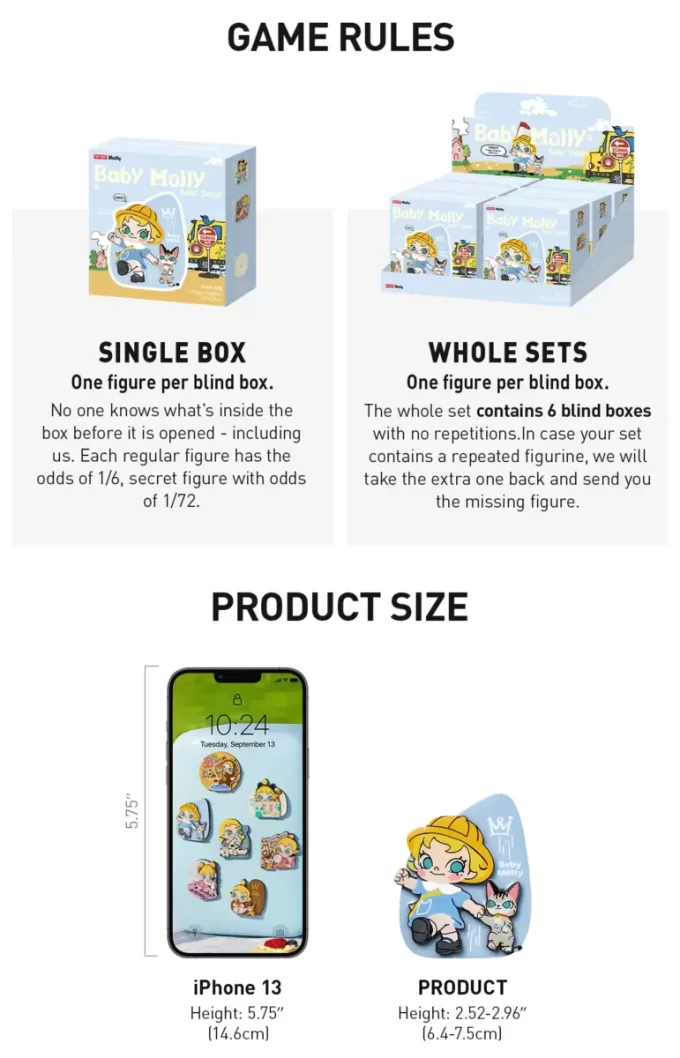 Serie Baby Molly y Baby Tabby – Caja sorpresa con imán para refrigerador Serie Baby Molly y Baby Tabby – Caja sorpresa con imán para refrigerador