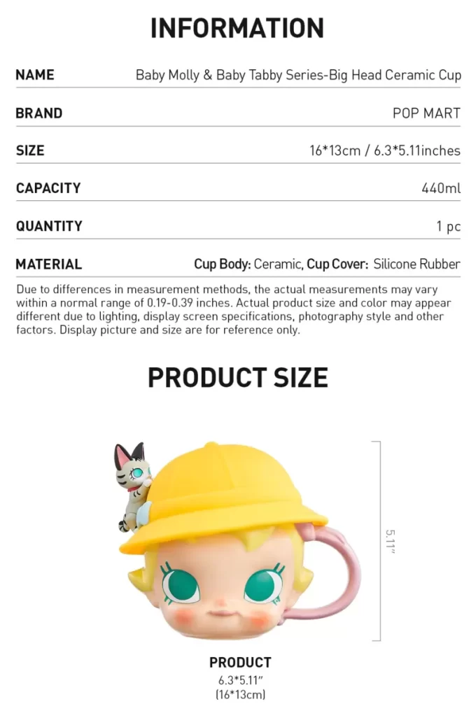 Serie Baby Molly y Baby Tabby – Taza de cerámica con cabeza grande