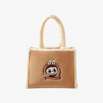Serie de bolsos clásicos: bolso tote de peluche LABUBU (marrón)