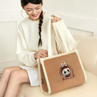 Serie de bolsos clásicos: bolso tote de peluche LABUBU (marrón)