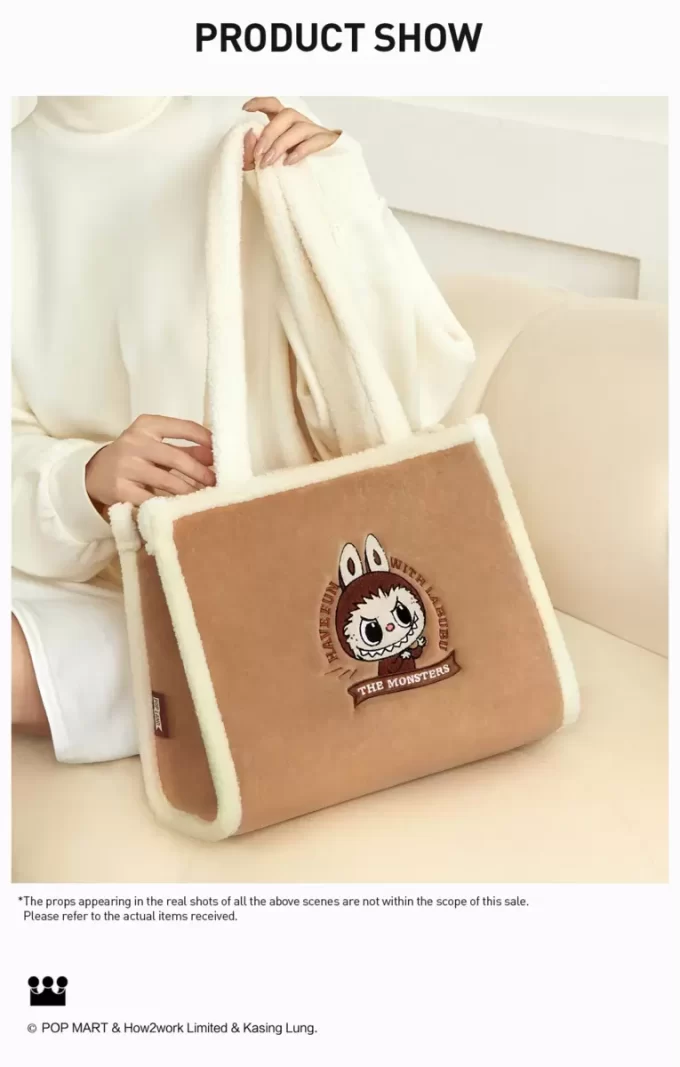 Serie de bolsos clásicos: bolso tote de peluche LABUBU (marrón)