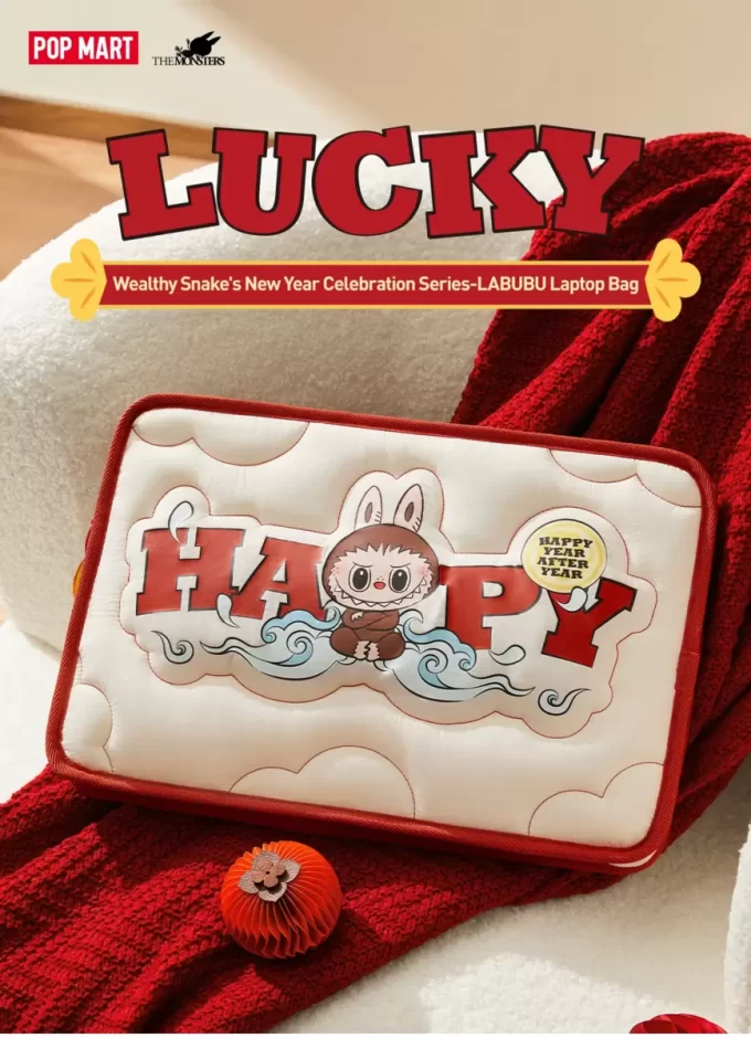 Serie de celebración de Año Nuevo de Wealthy Snake: Bolso para portátil LABUBU