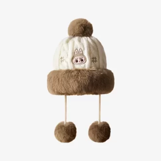 Serie navideña cálida y esponjosa: gorro de peluche LABUBU