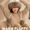 Serie navideña cálida y esponjosa: gorro de peluche LABUBU