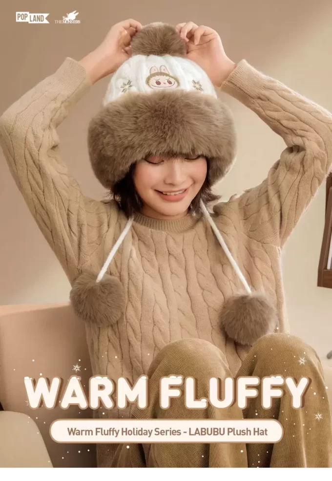 Serie navideña cálida y esponjosa: gorro de peluche LABUBU