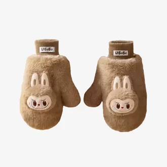 Serie navideña cálida y esponjosa: guantes de peluche LABUBU