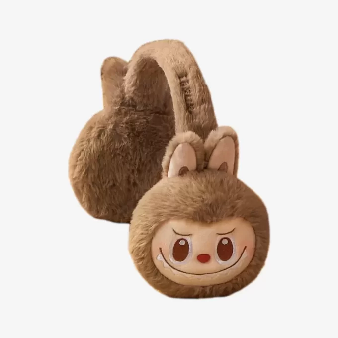 Serie navideña cálida y esponjosa: orejeras de peluche LABUBU
