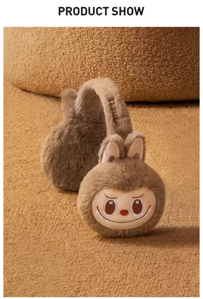 Serie navideña cálida y esponjosa: orejeras de peluche LABUBU