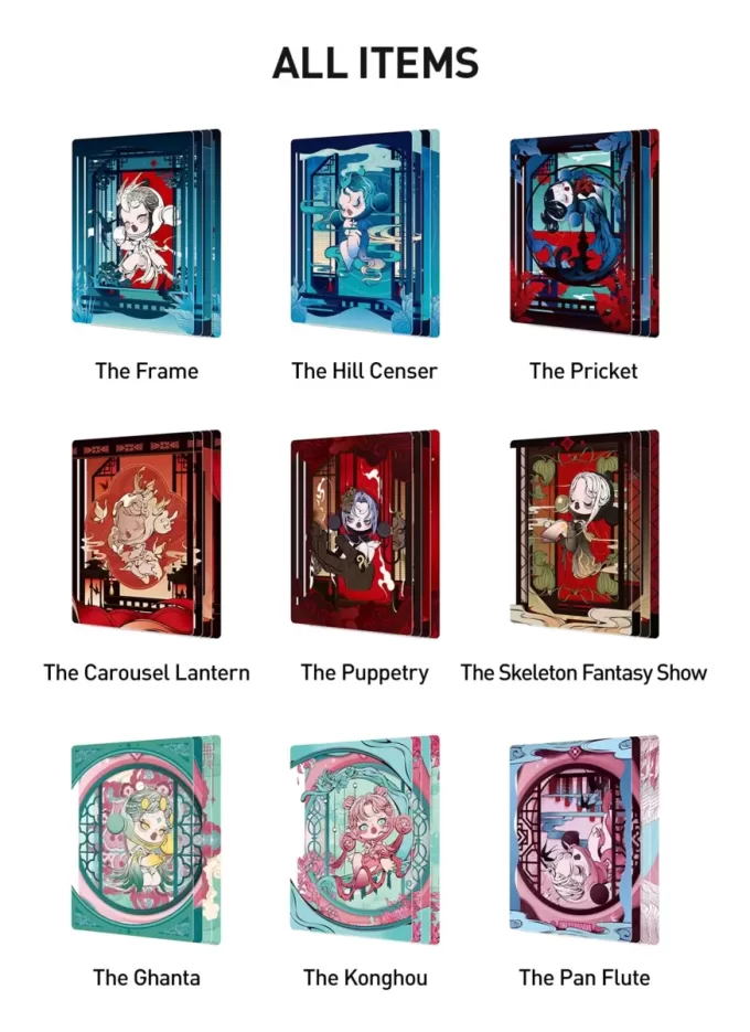 Tarjetas de colección de arte de figuras de la serie Mirage de SKULLPANDA