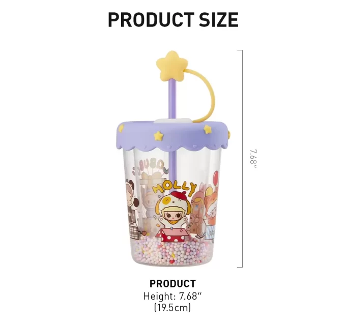 Vaso con pajita agitadora de doble capa para fiesta de pijamas POP BEAN